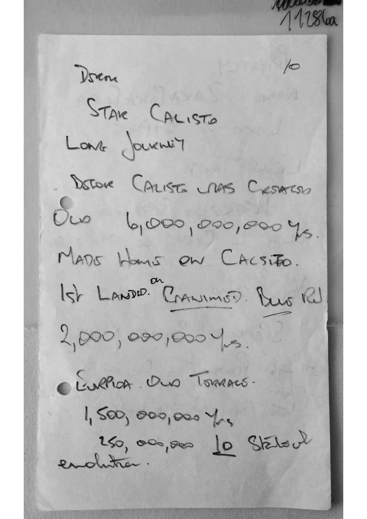 2 pages of handwritten notes, document 11286 a/b