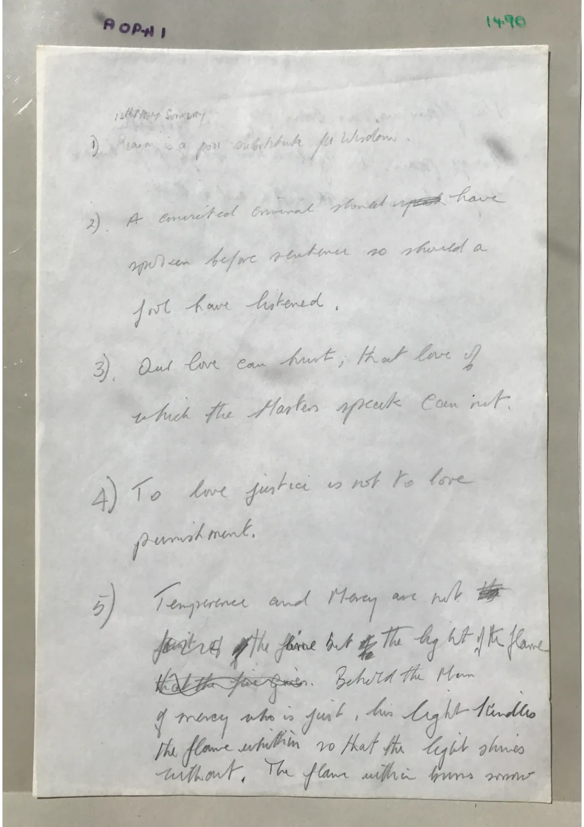 5 point handwritten document, 1490