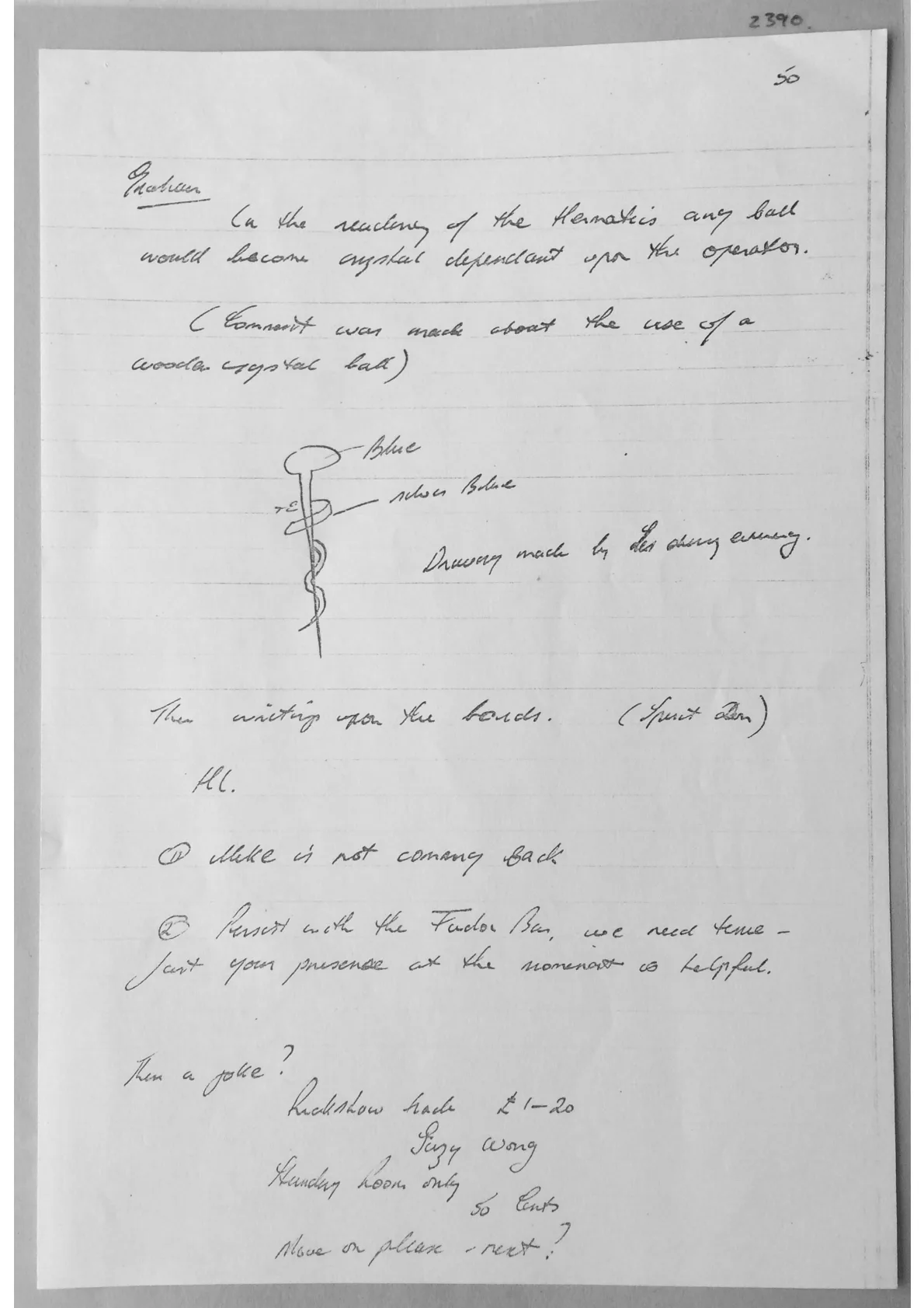 Alex Sanders notes. Doc 2390