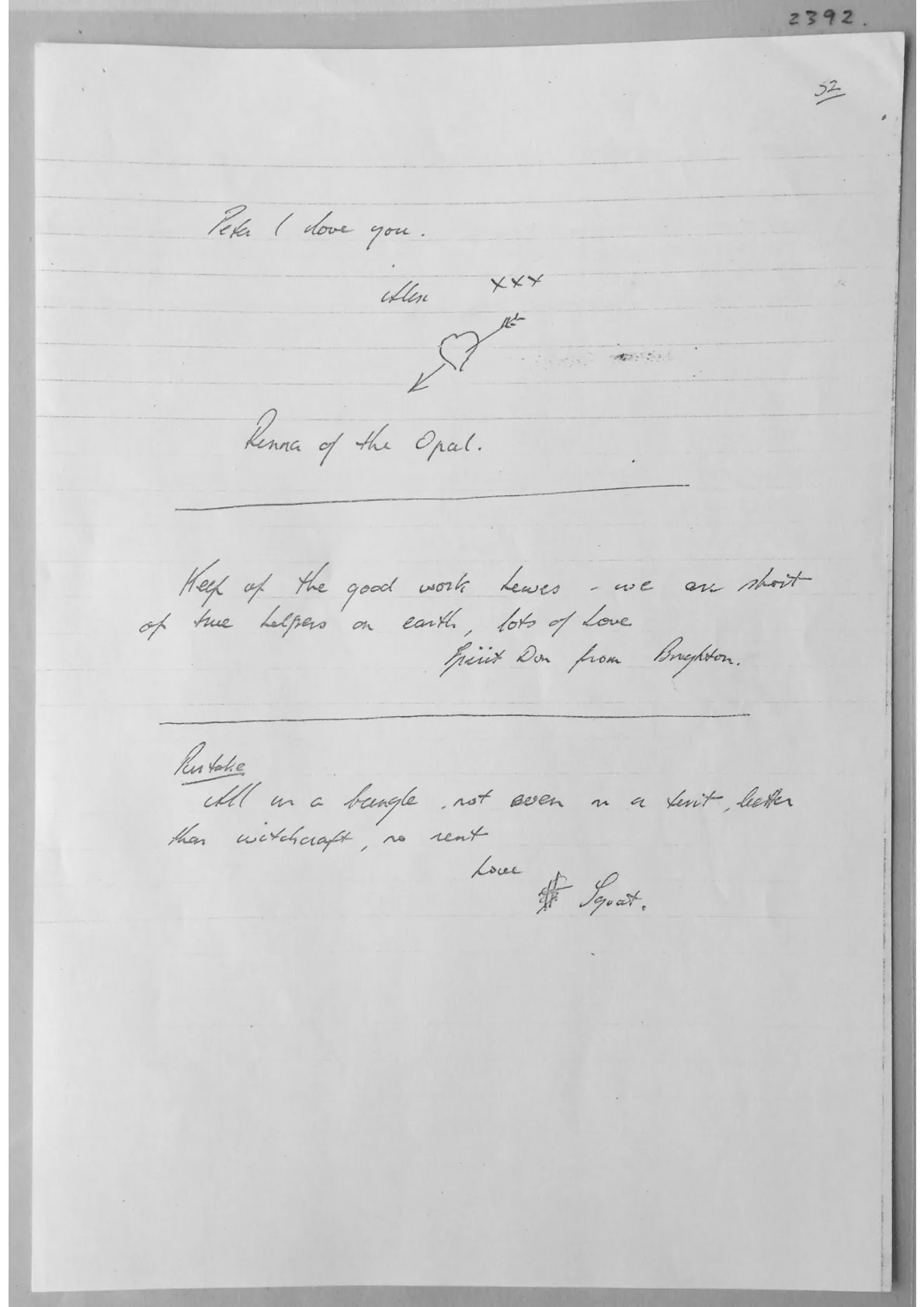 Alex Sanders notes. Doc 2392