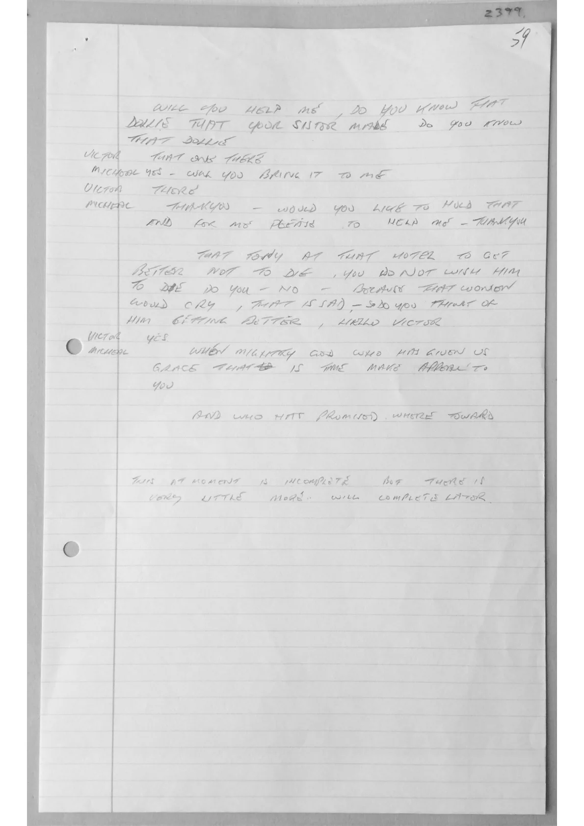 Alex Sanders trance notes. Doc 2399