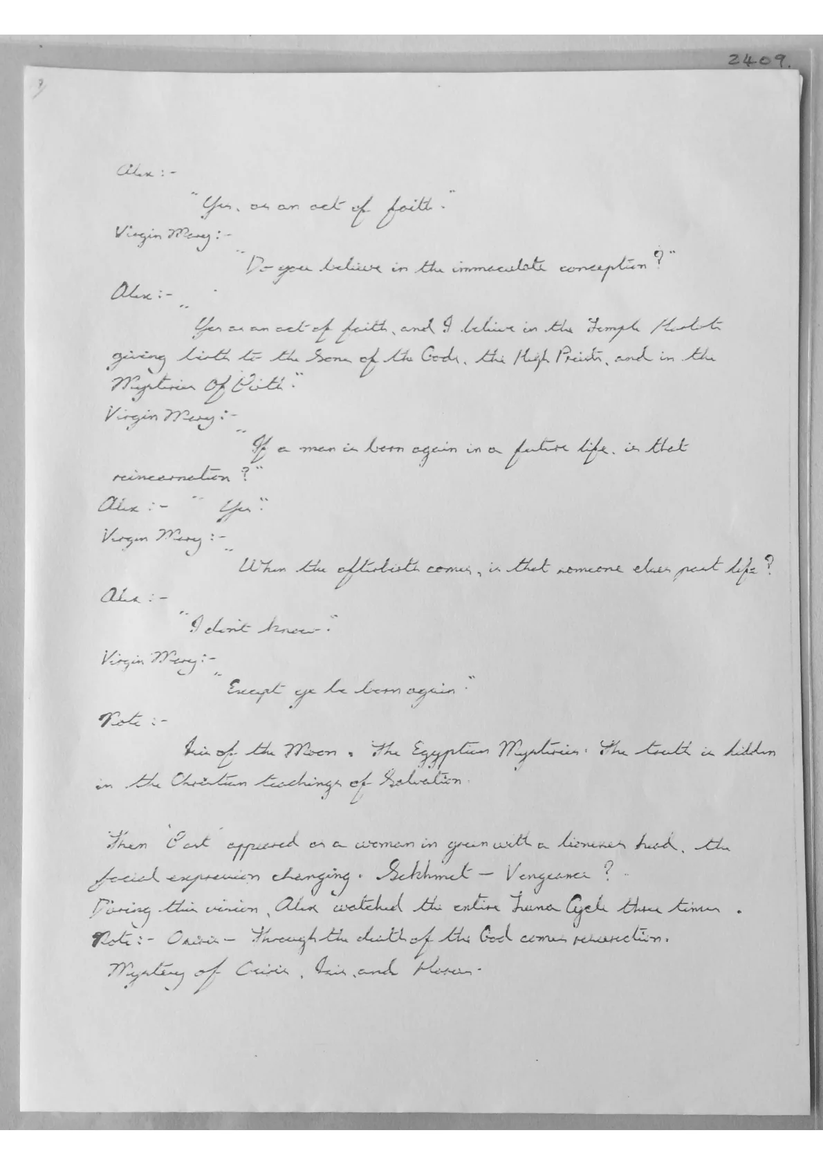 Alex Sanders trance notes. Doc 2409