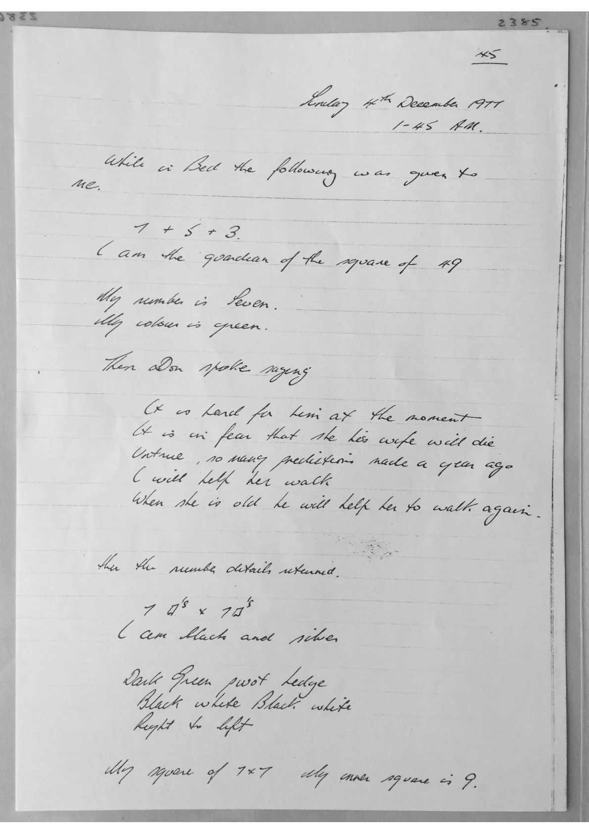 Alex Sanders Trance Notes. Document 2385