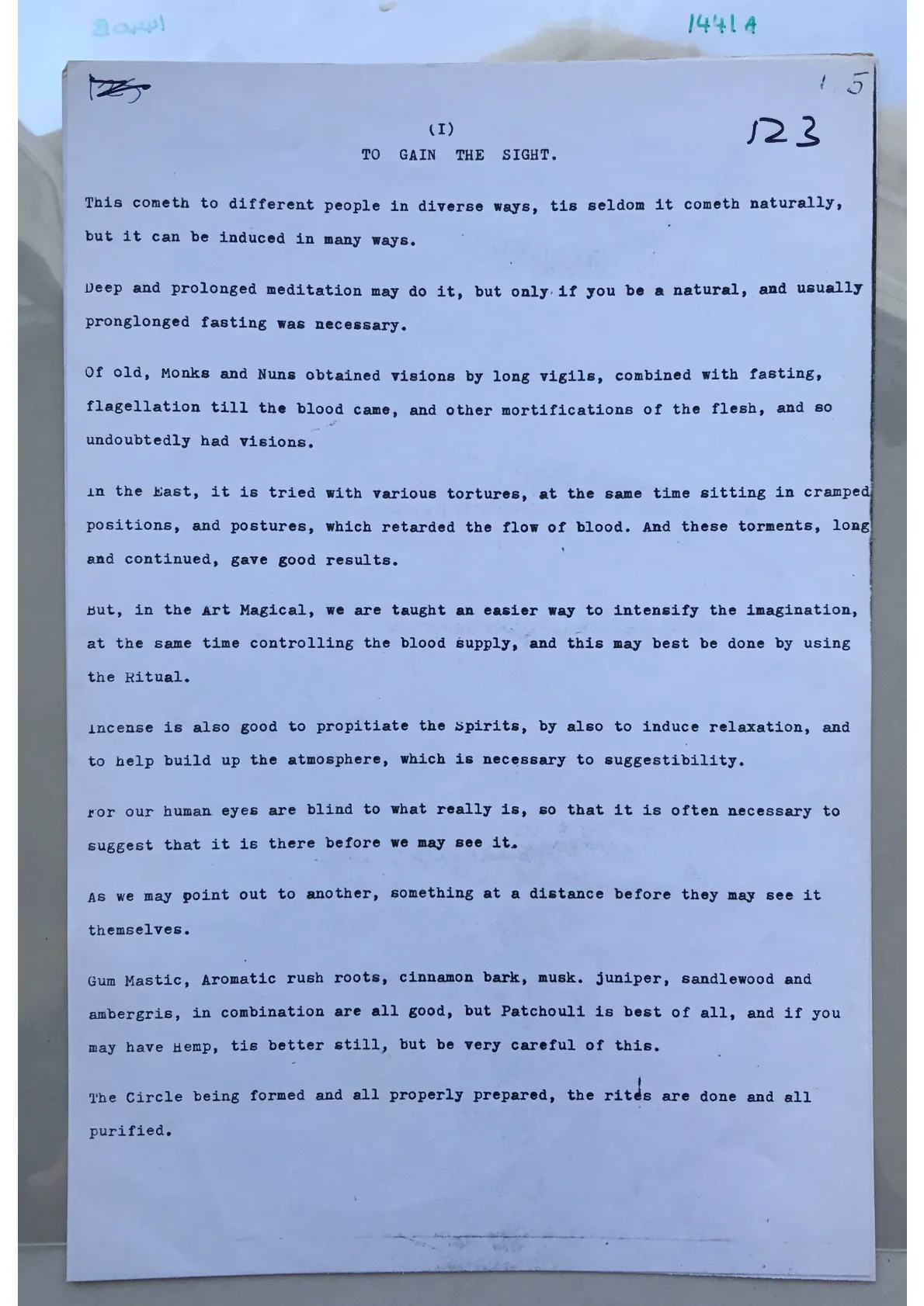 BoS document - To Gain the Sight