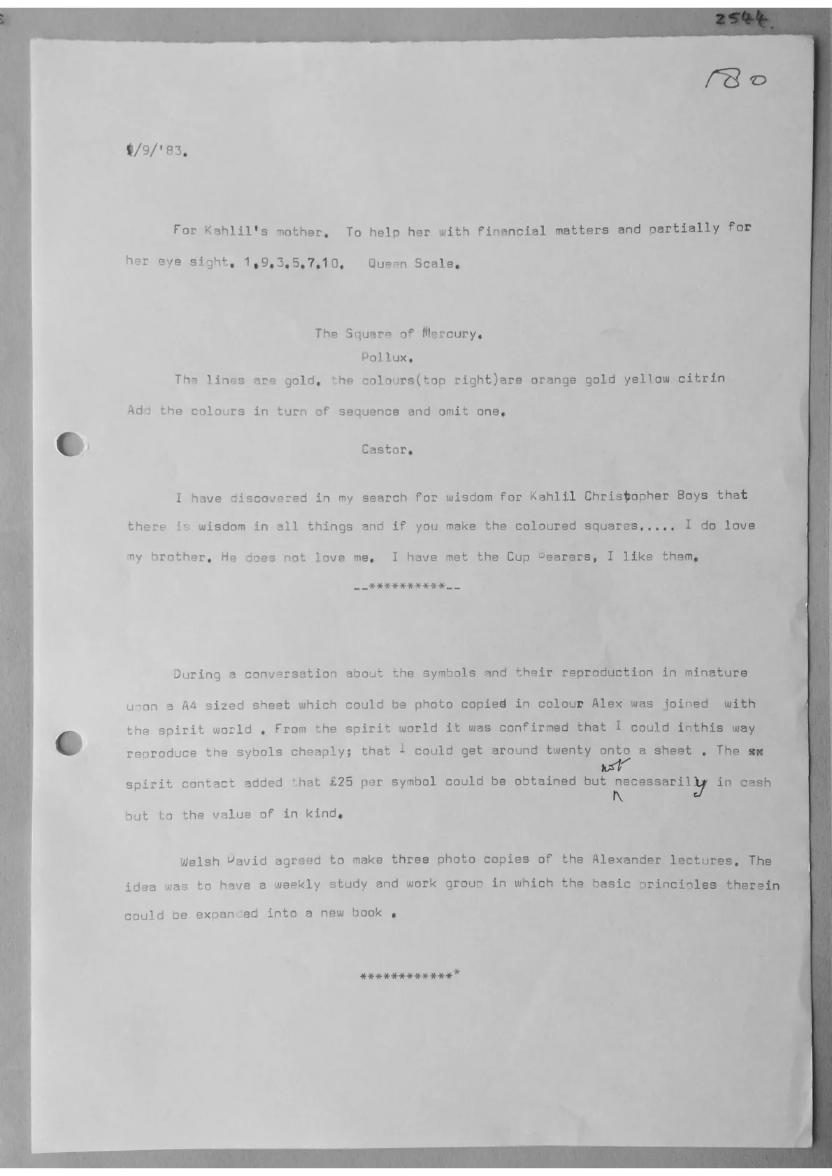 Alex Sanders Trance notes - For Khalil's Mother