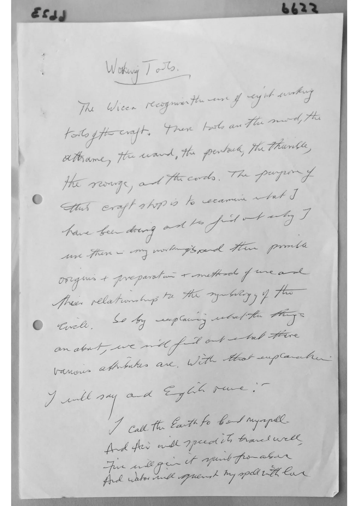 Wiccan "Working [Tools]", 14 Handwritten pages, document 6622 - 6635