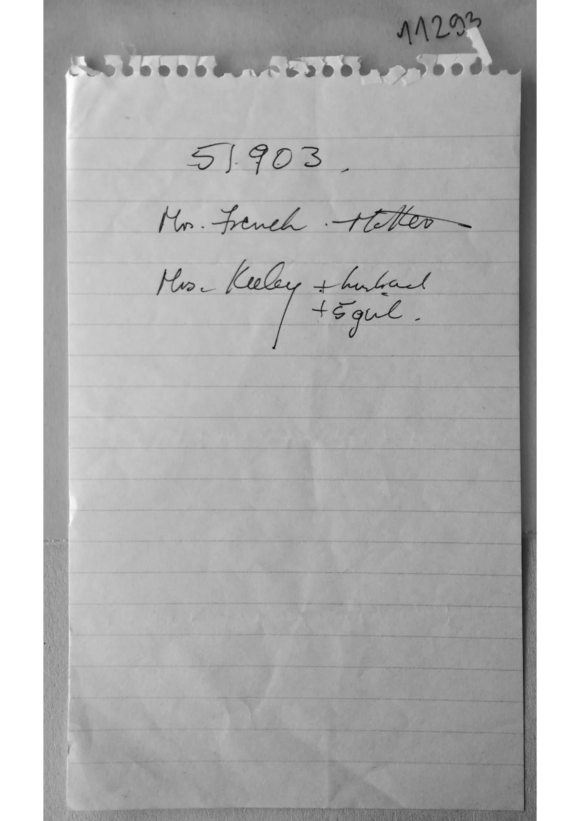 Handwritten note - Mrs French, document 11293