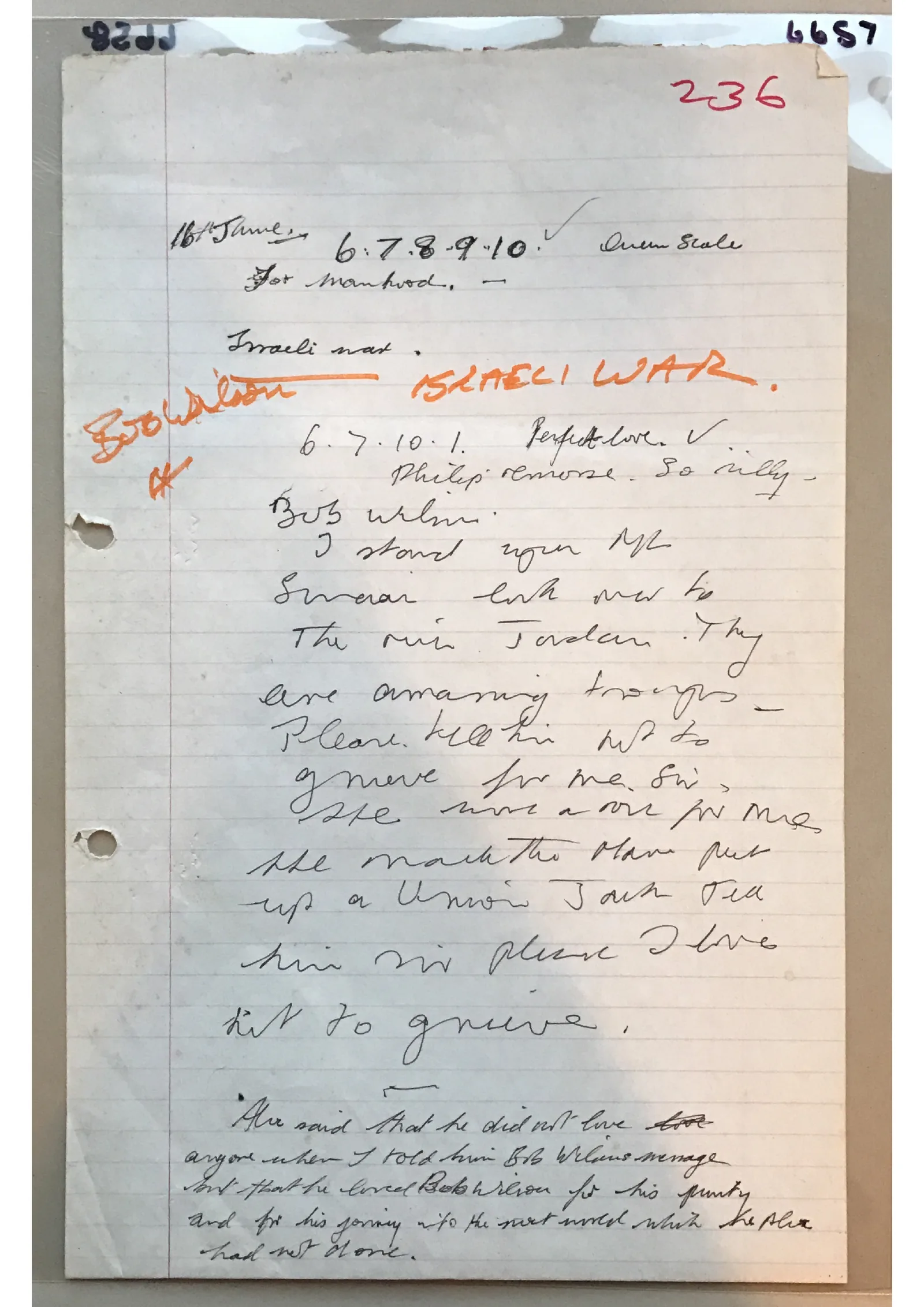 Handwritten notes - 6.7.8.9.10, document 6657