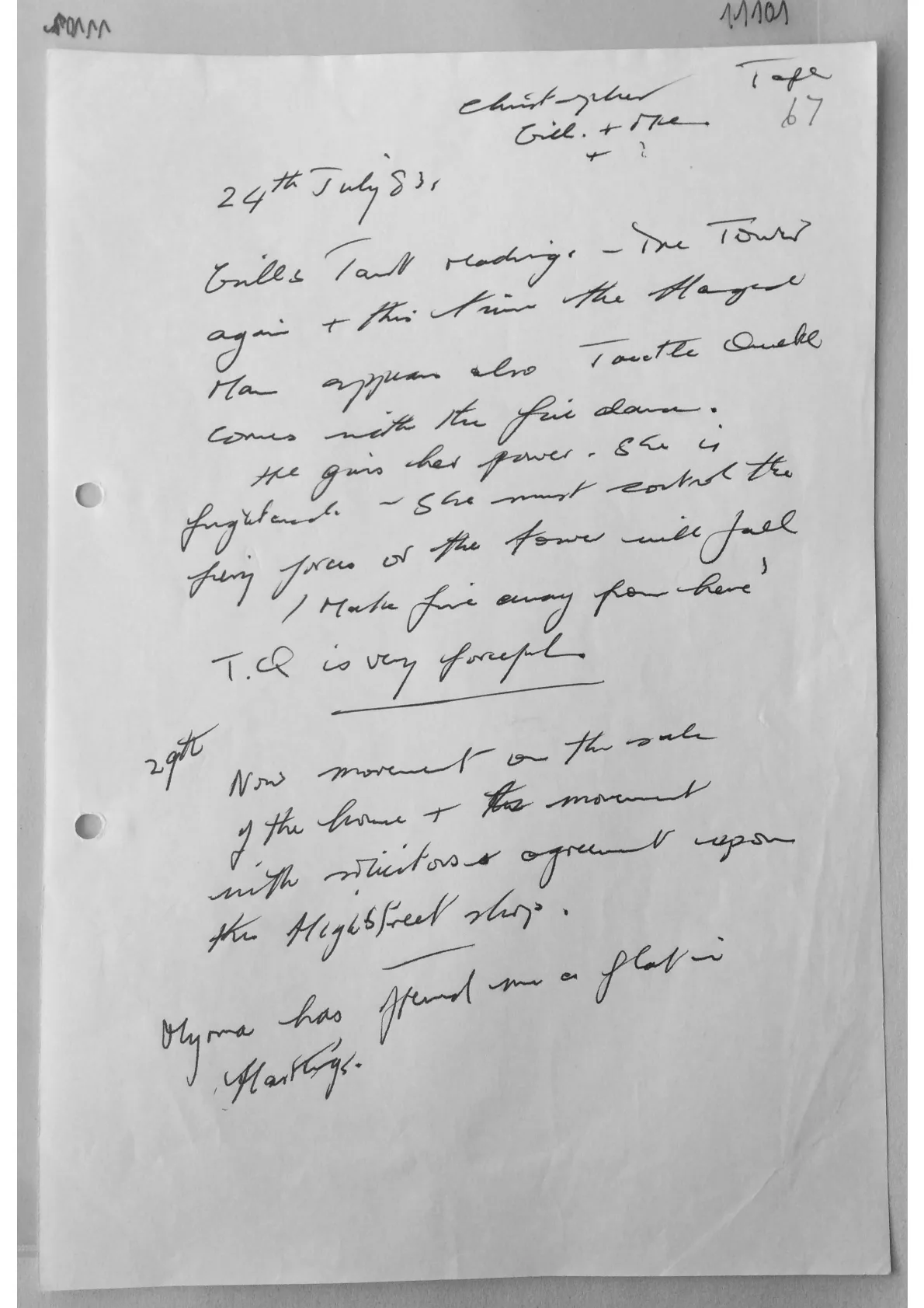 Handwritten notes, document 11101