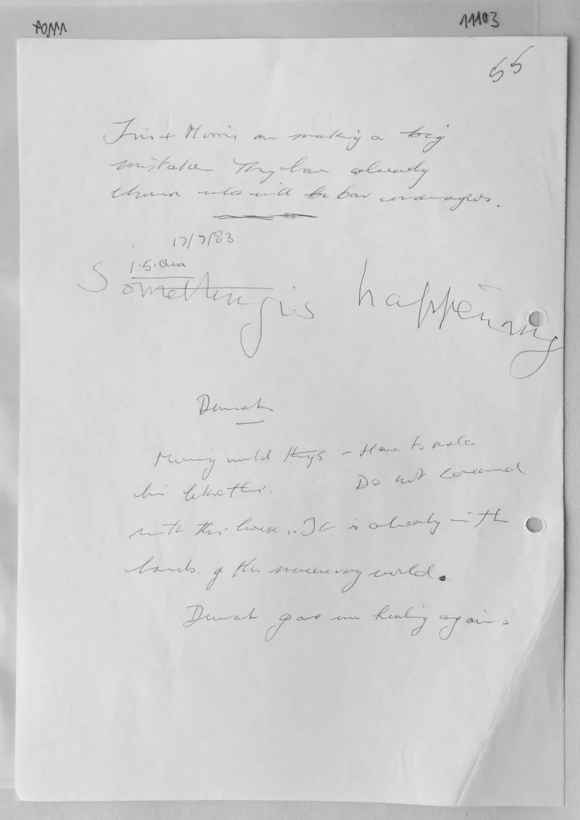 Handwritten notes, document 11103