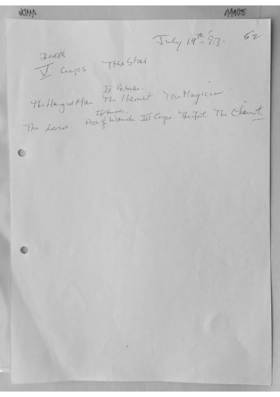 Handwritten notes, document 11105