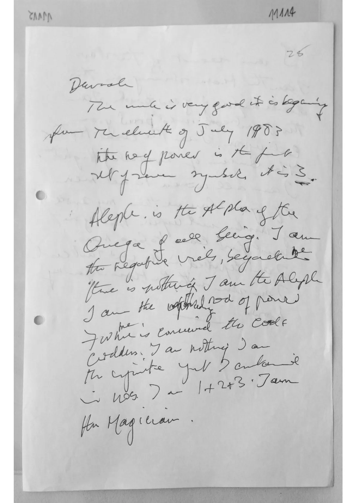 Handwritten notes, document 11114, 11115