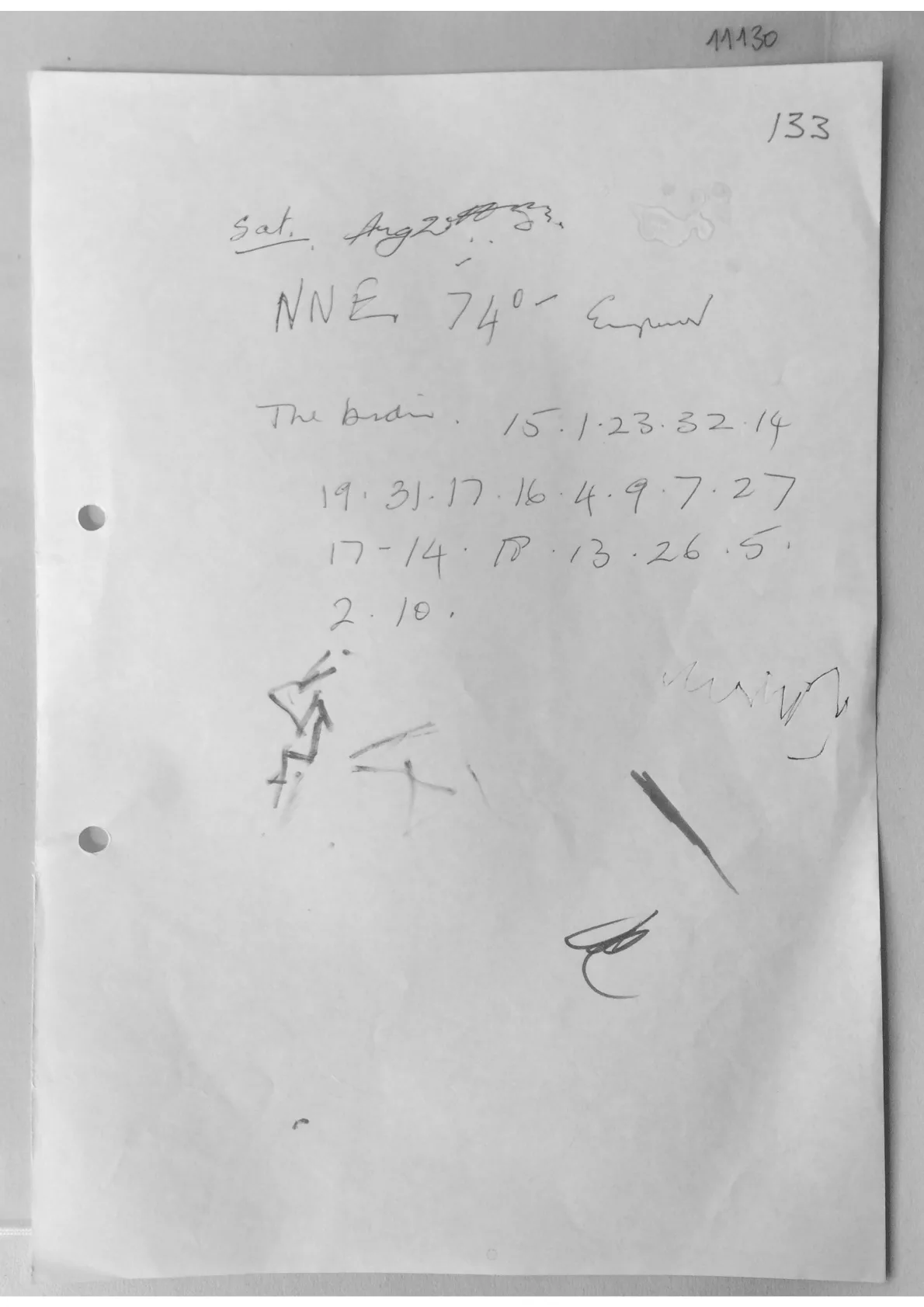 Handwritten notes, document 11130