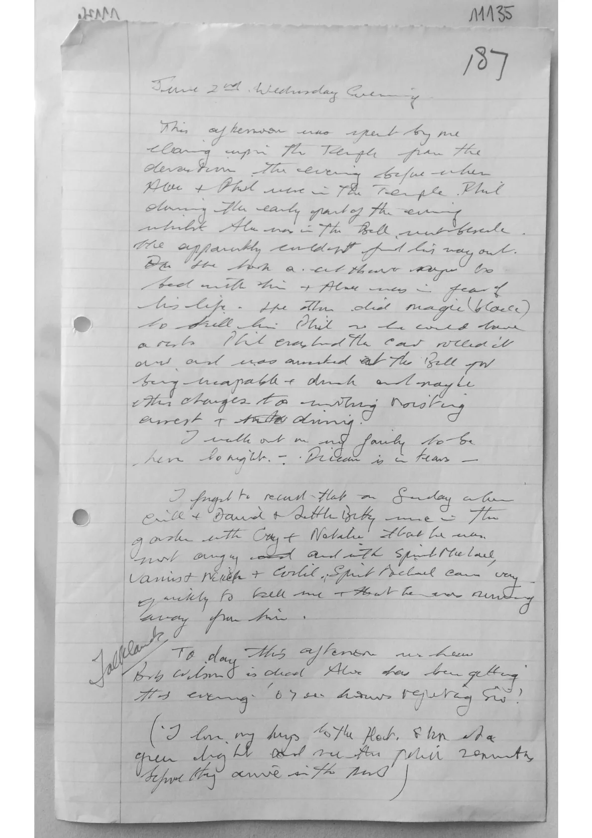 Handwritten notes, document 11135
