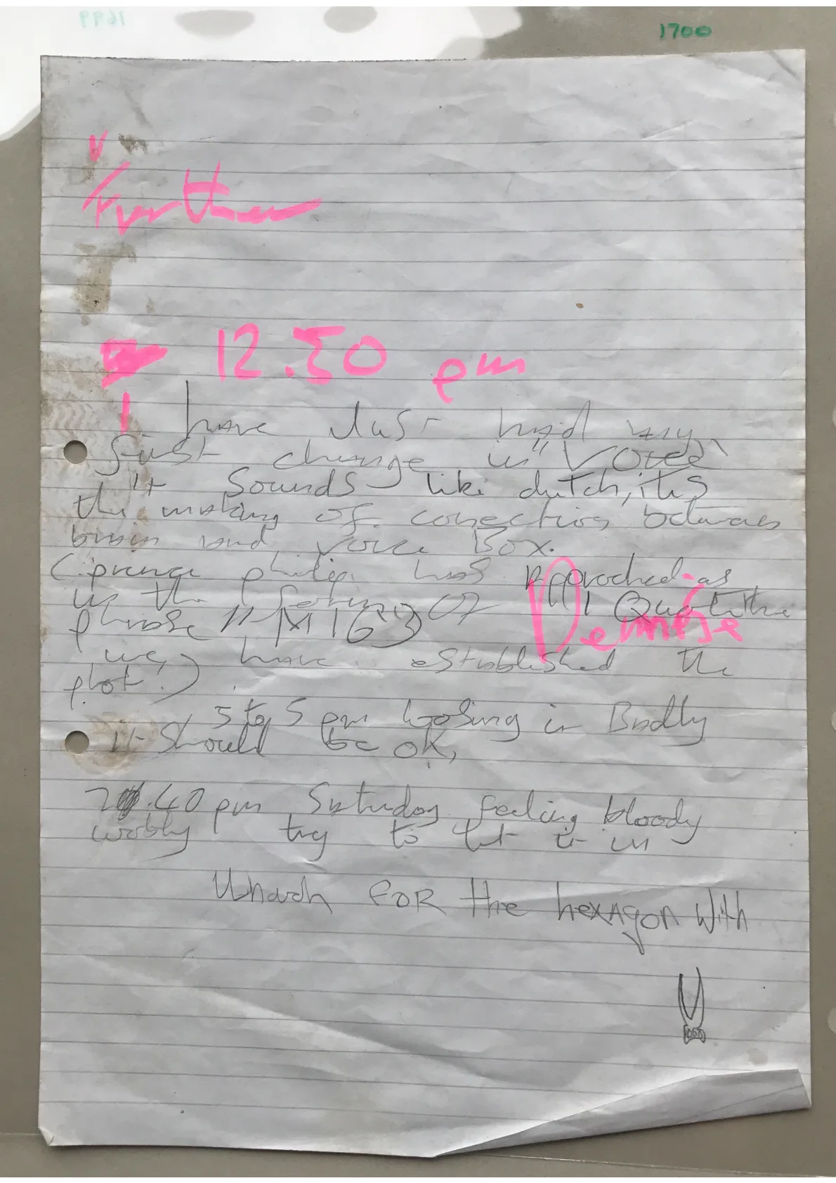 Handwritten notes, Document 1700
