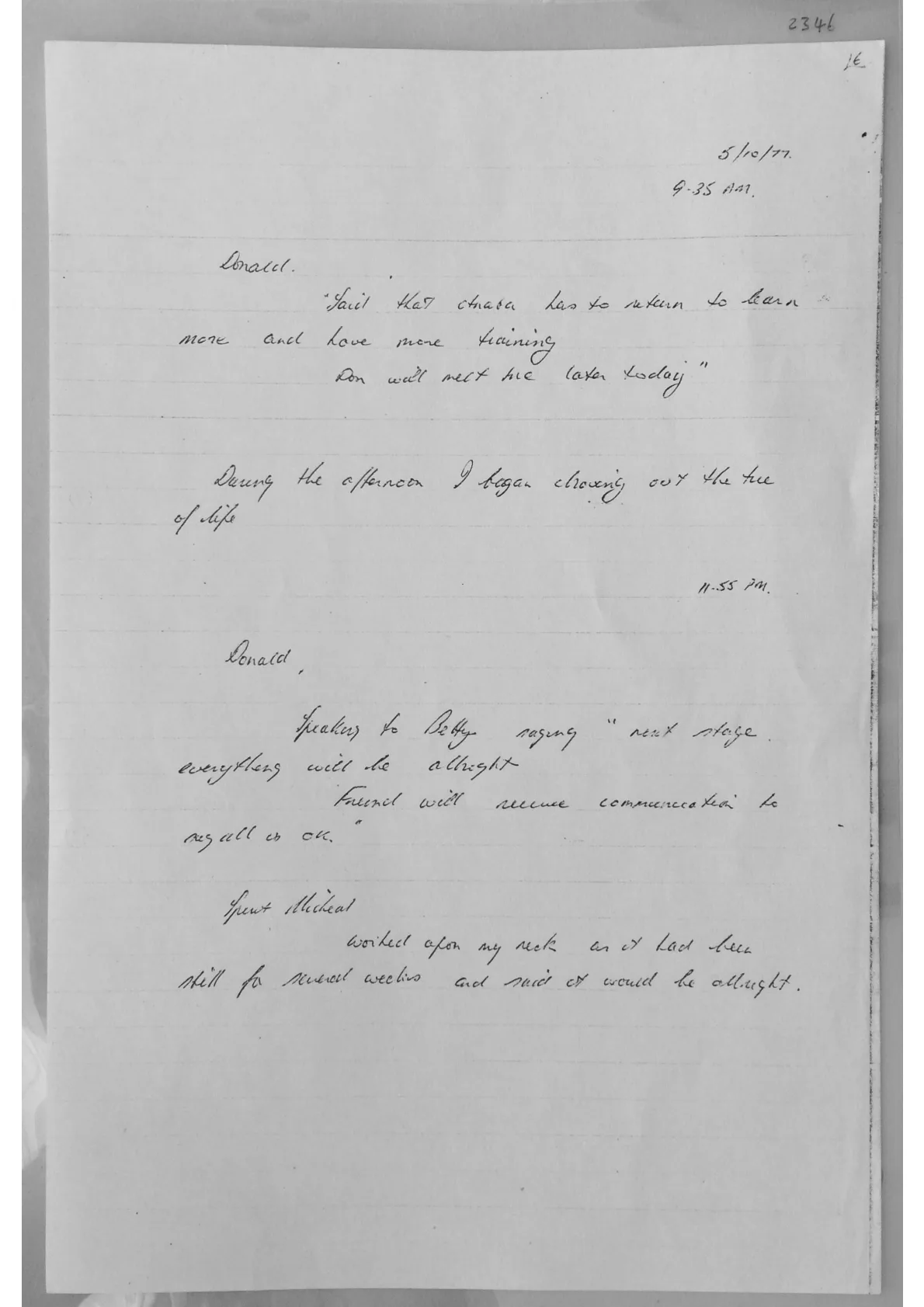 Handwritten Notes.  Document 2346