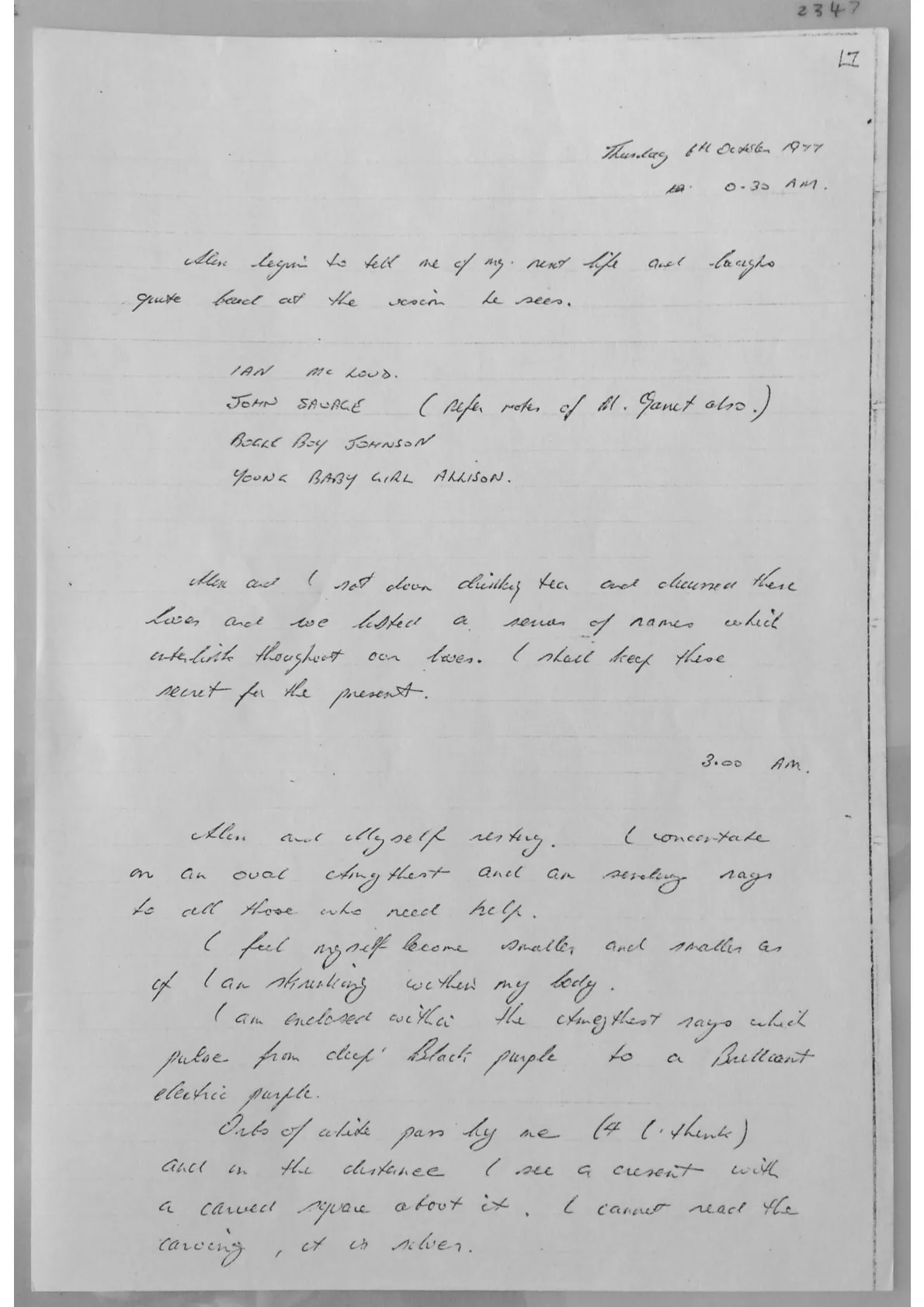 Handwritten notes. Document 2347