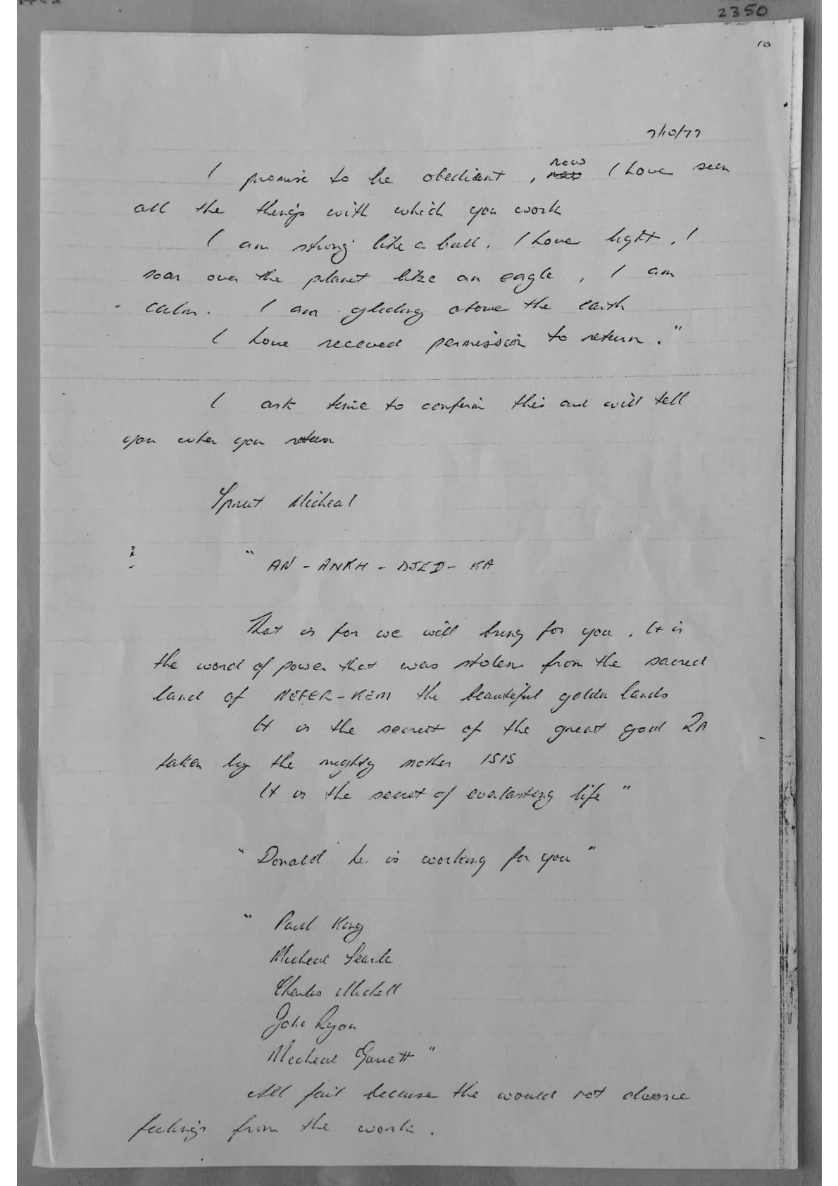 Handwritten notes, Document 2350