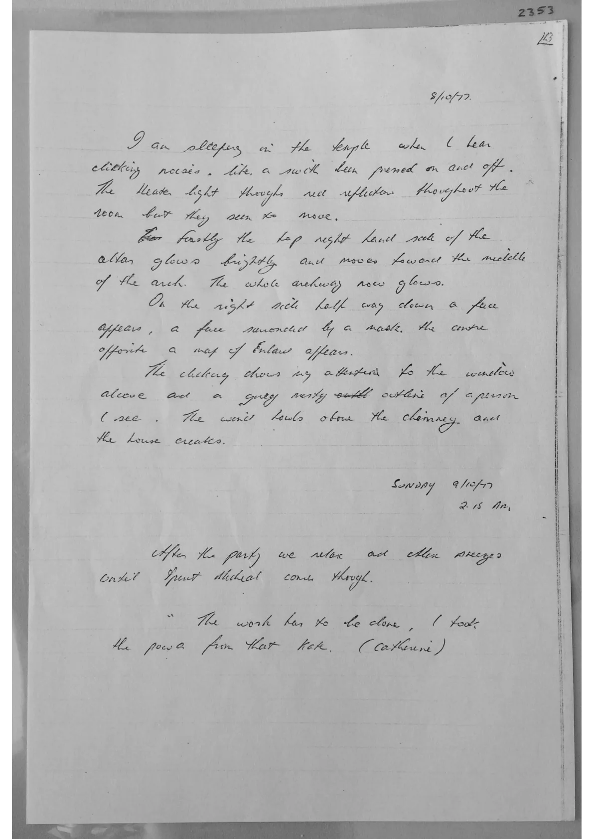 Handwritten notes. Document 2353