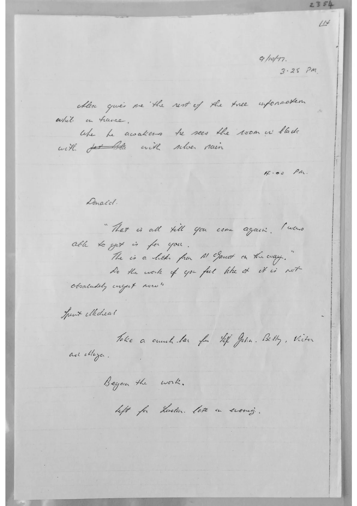 Handwritten notes. Document 2354
