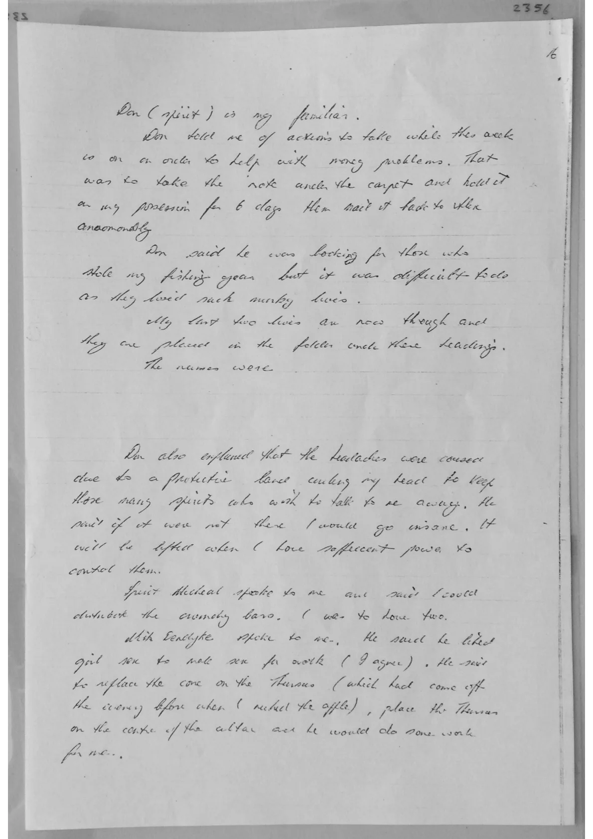 Handwritten notes. Document 2356