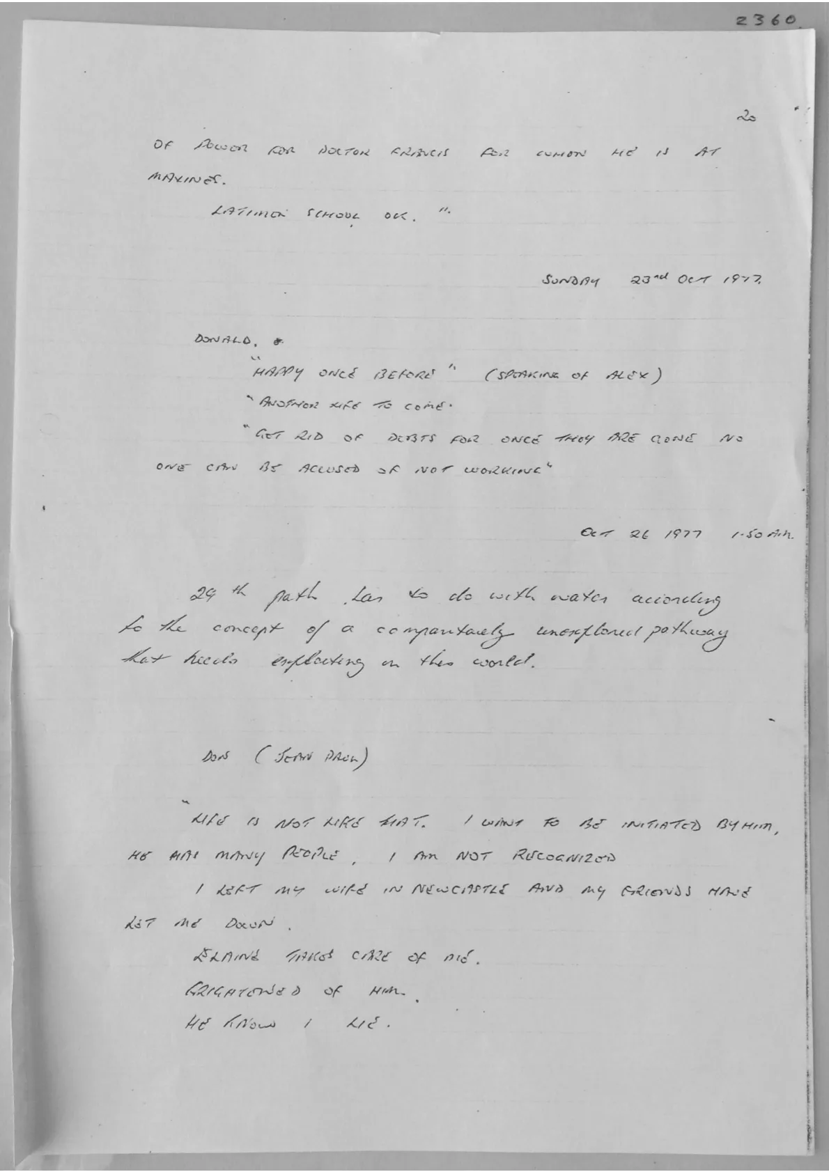 Handwritten notes. Document 2360