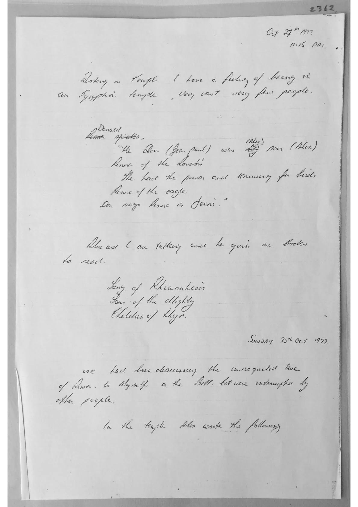 Handwritten notes. Document 2362
