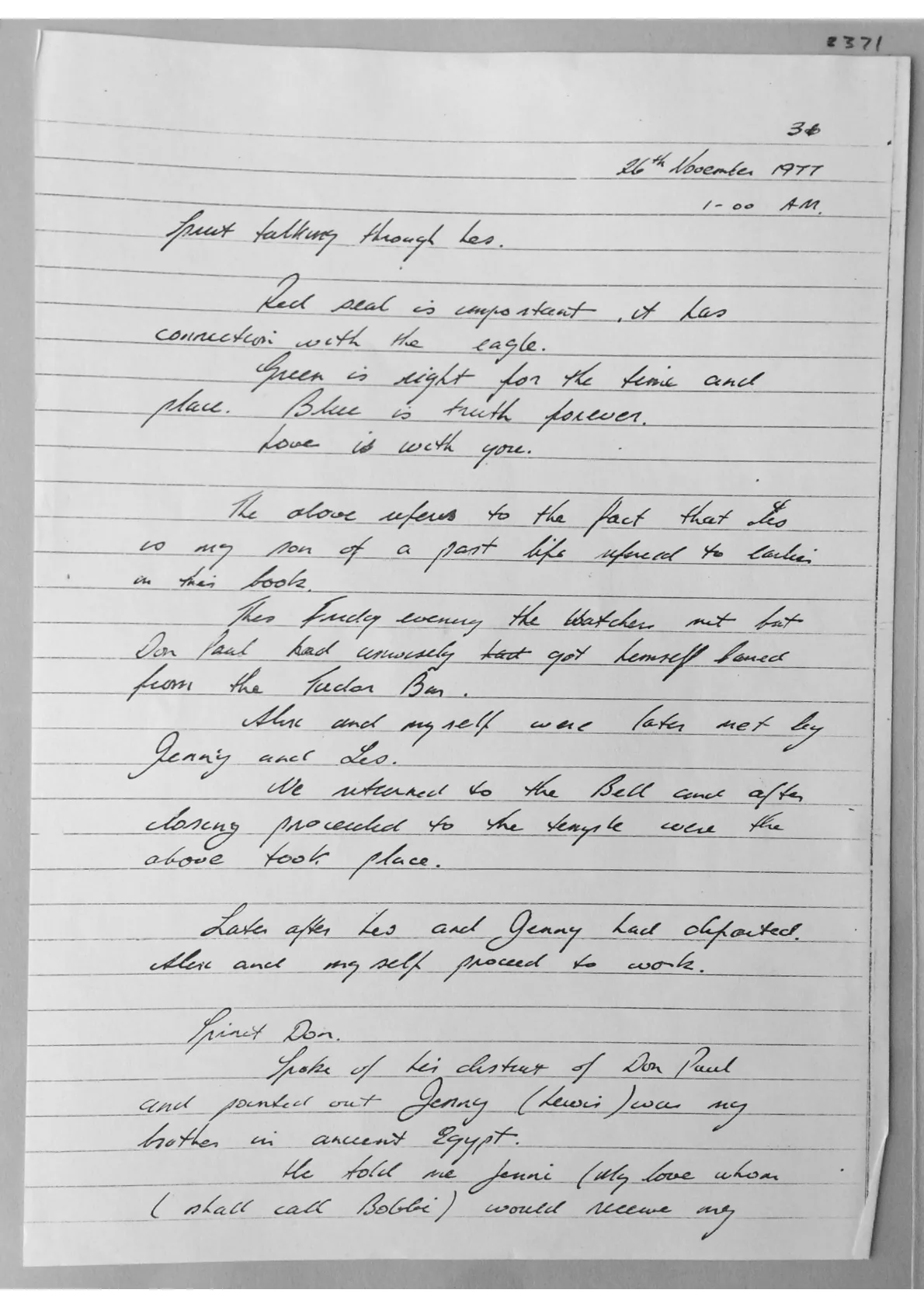 Handwritten notes. Document 2371