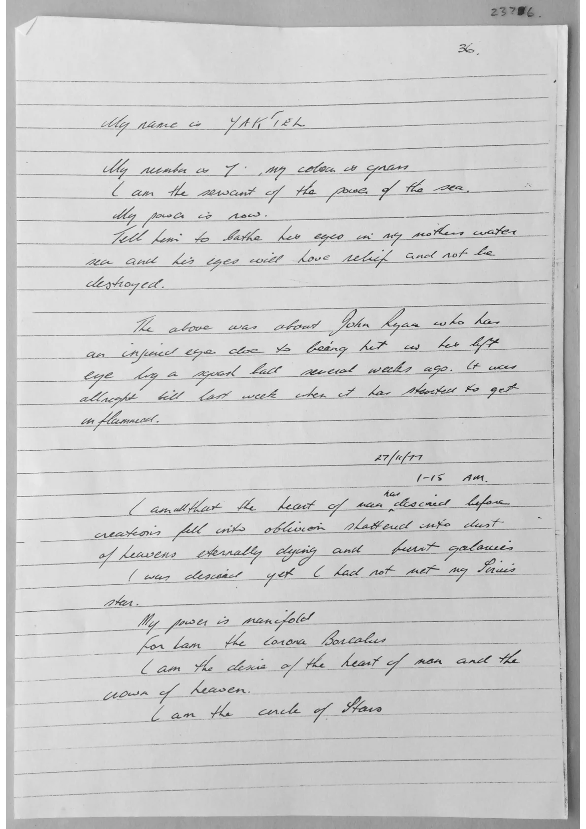 Handwritten notes. Document 2376