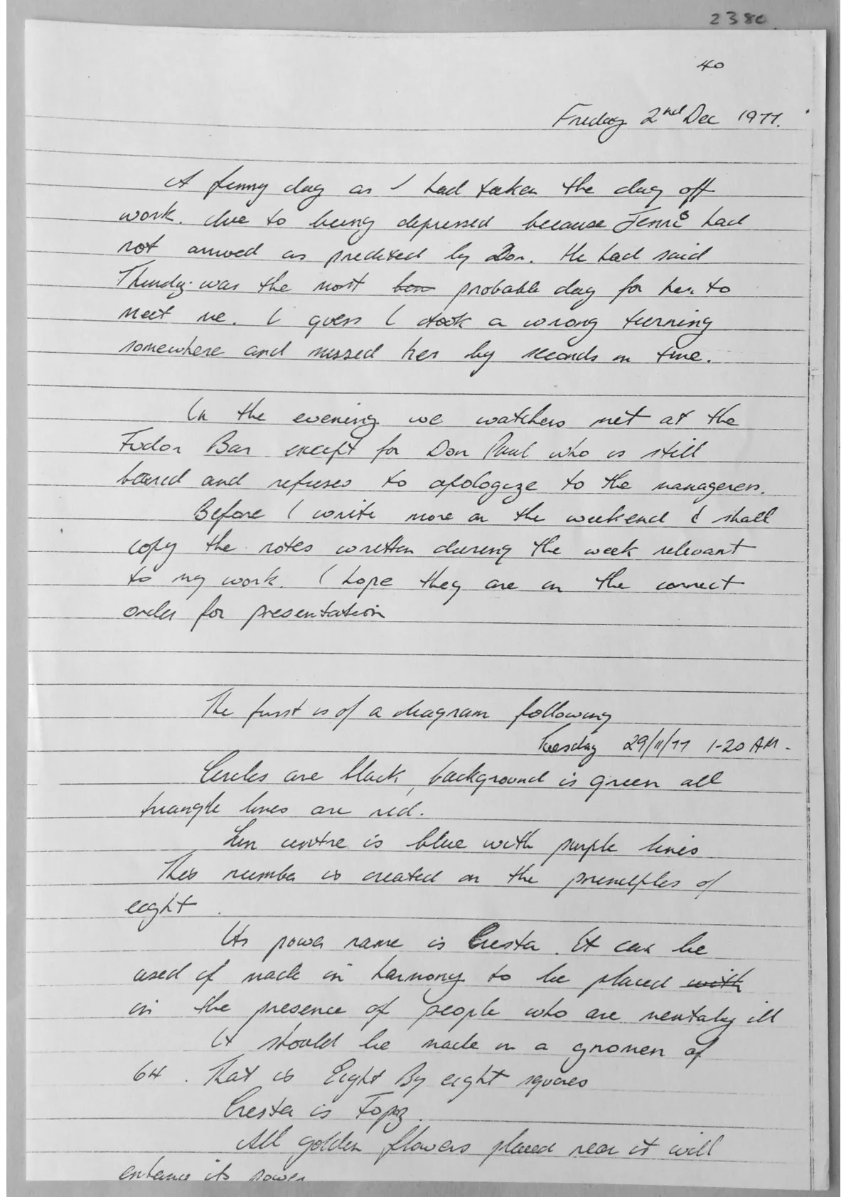 Handwritten notes. Document 2380