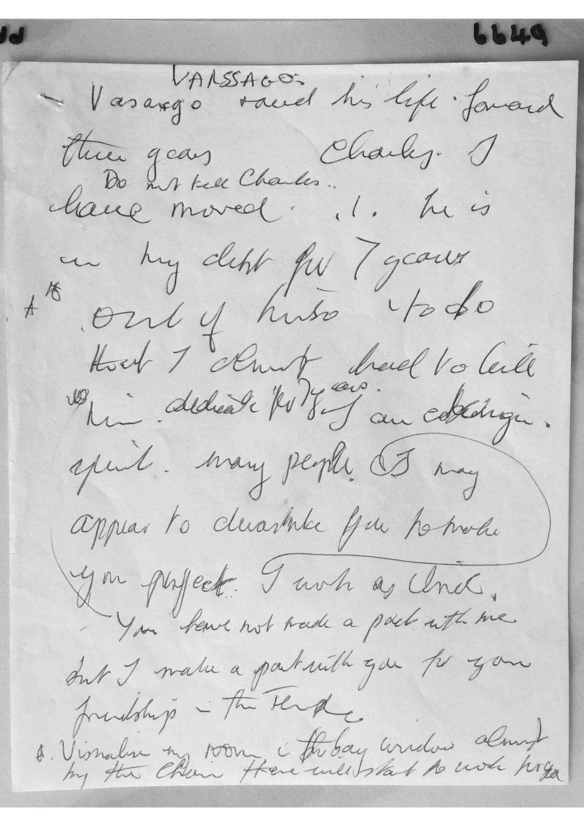 Handwritten notes, document 6649 - 6650