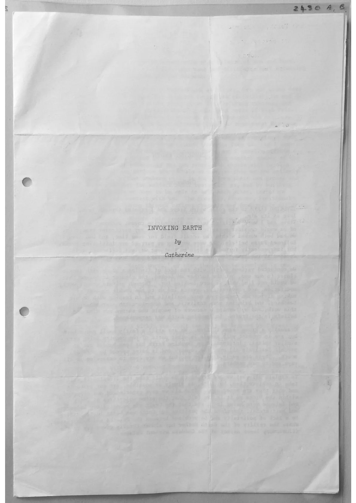 Invoking Earth, document 2430 a/d