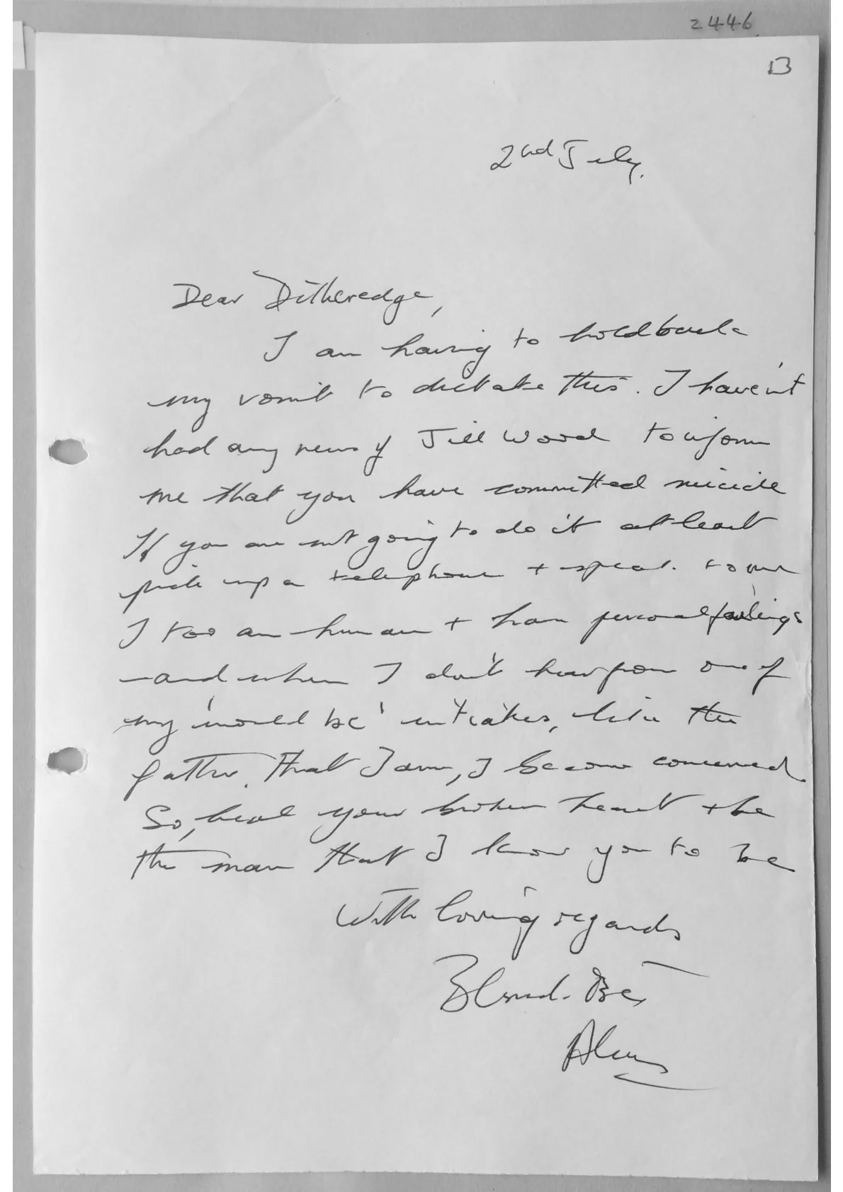 Letter from Alex to David, document 2446