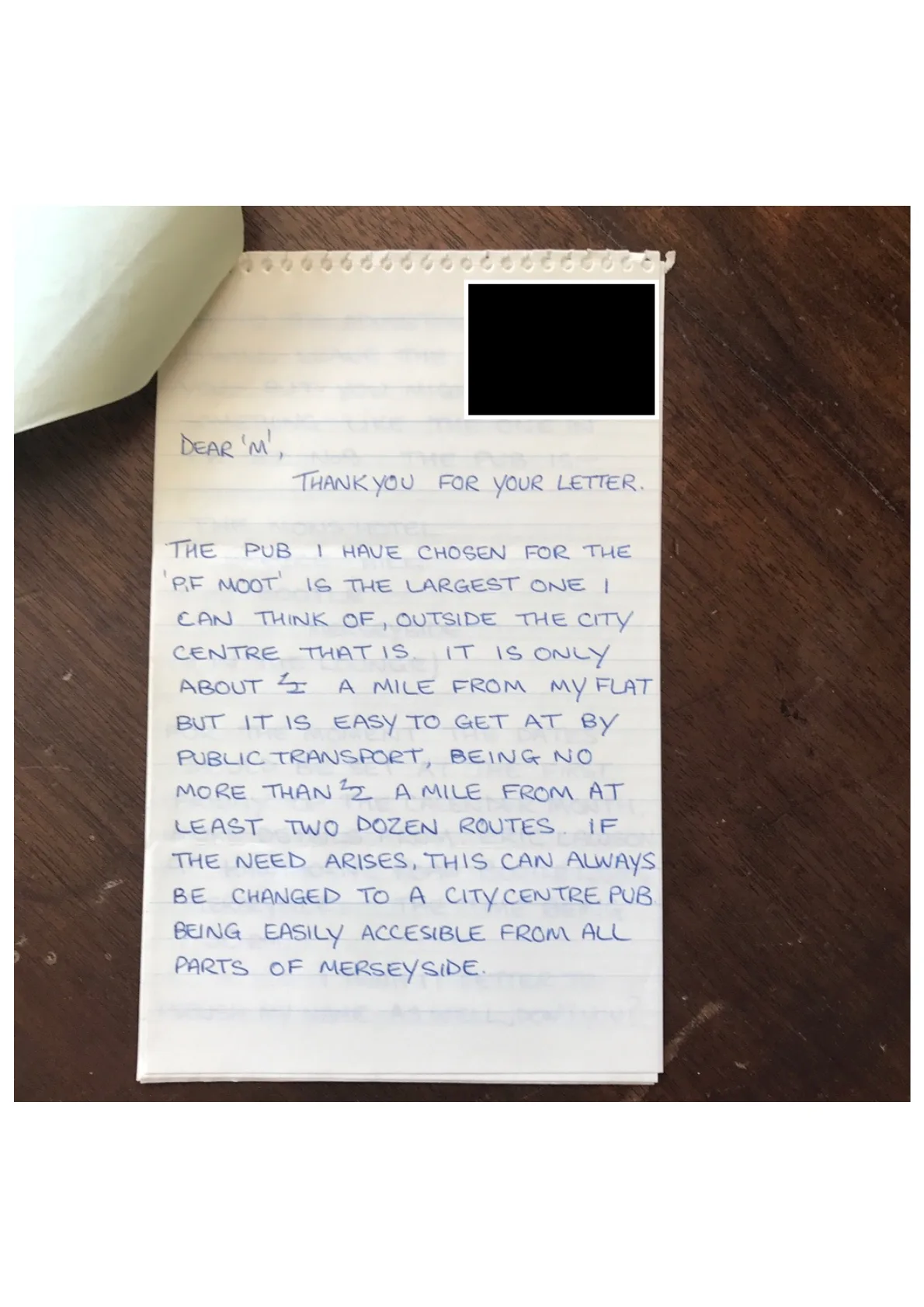 Letter from Eric Lawson to John Score 'M'