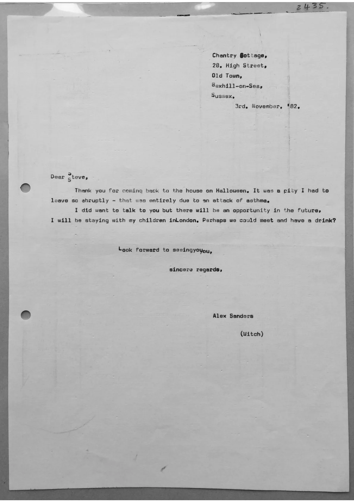 Letter to Steve, from Alex, document 2435