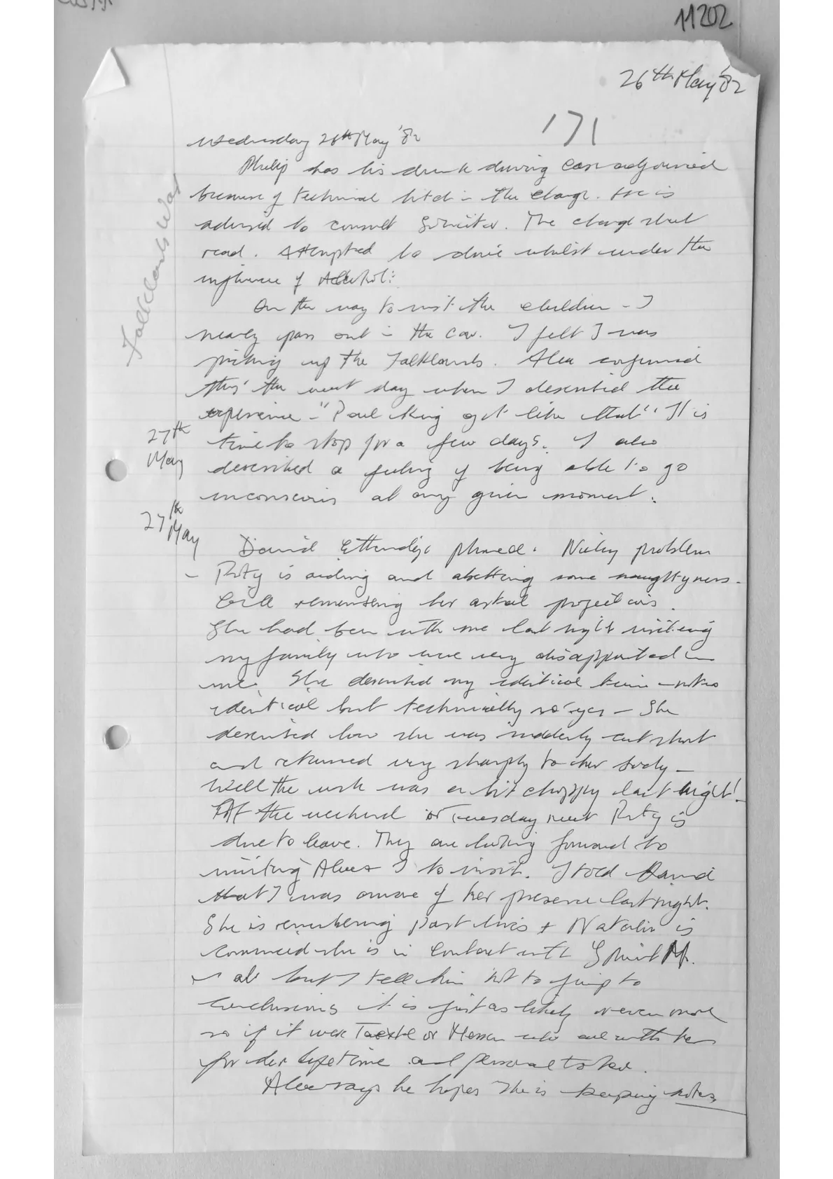Derek Taylor, "[Notes from Alex's trance visions]." 26-27 May 1982, document 11202