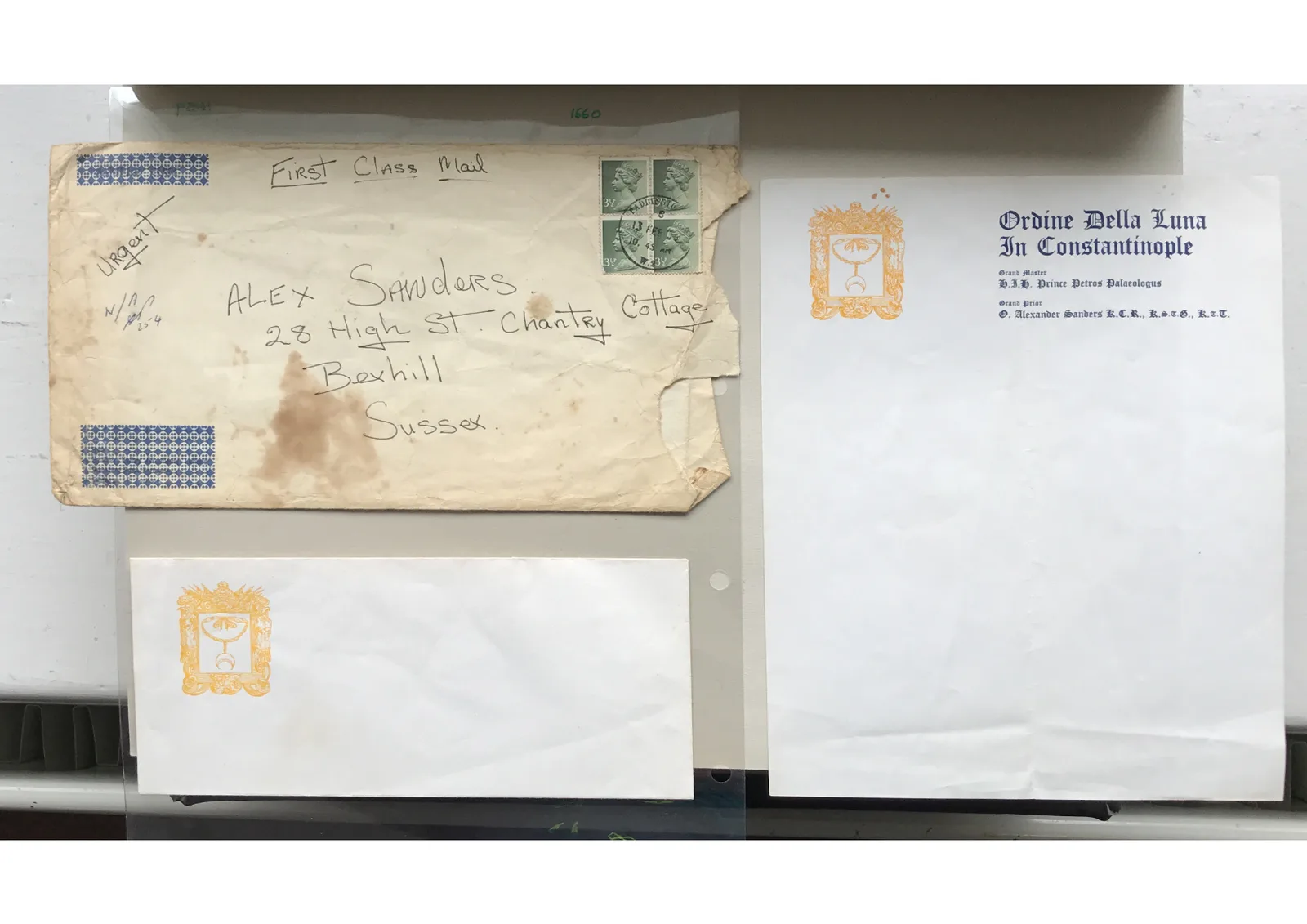 Ordine Della Luna In Constantinople blank letterhead and envelope