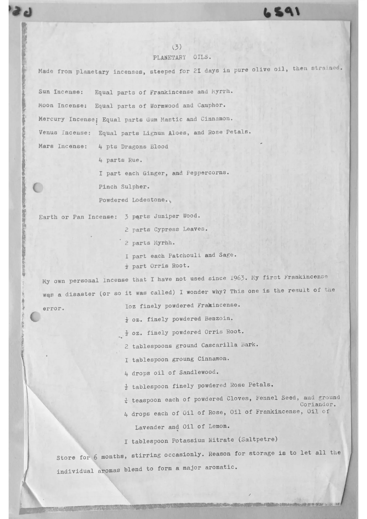 Instructions for Planetary Oils, document 6591