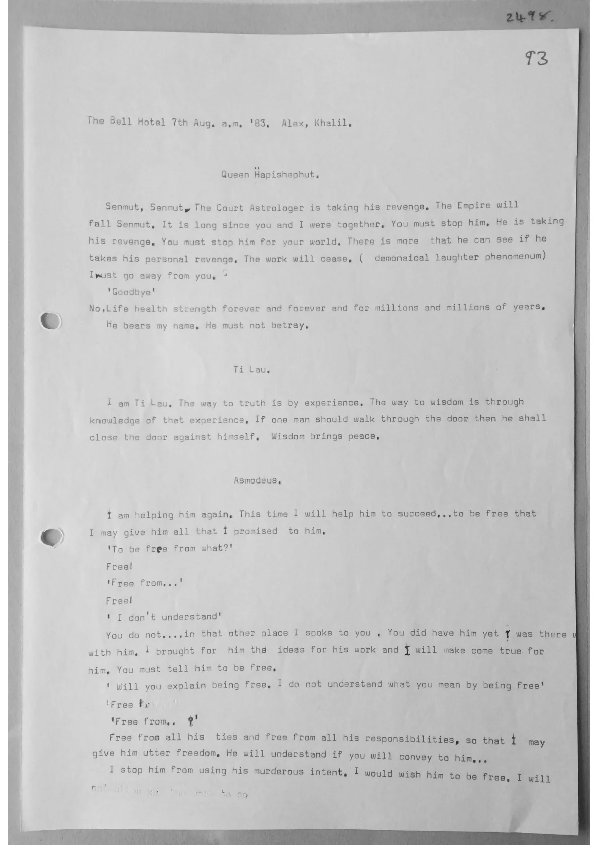 Trance notes - Queen Hapishephut, document 2498, 2499