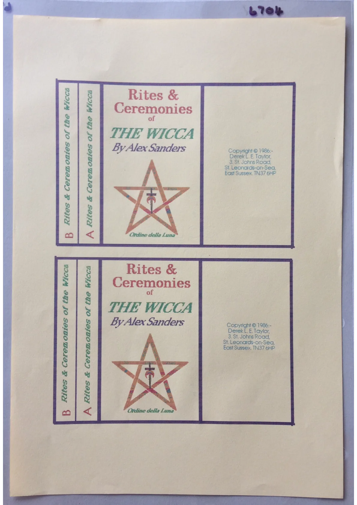 Rites & Ceremonies of The Wicca (in colour) (Alternate art)