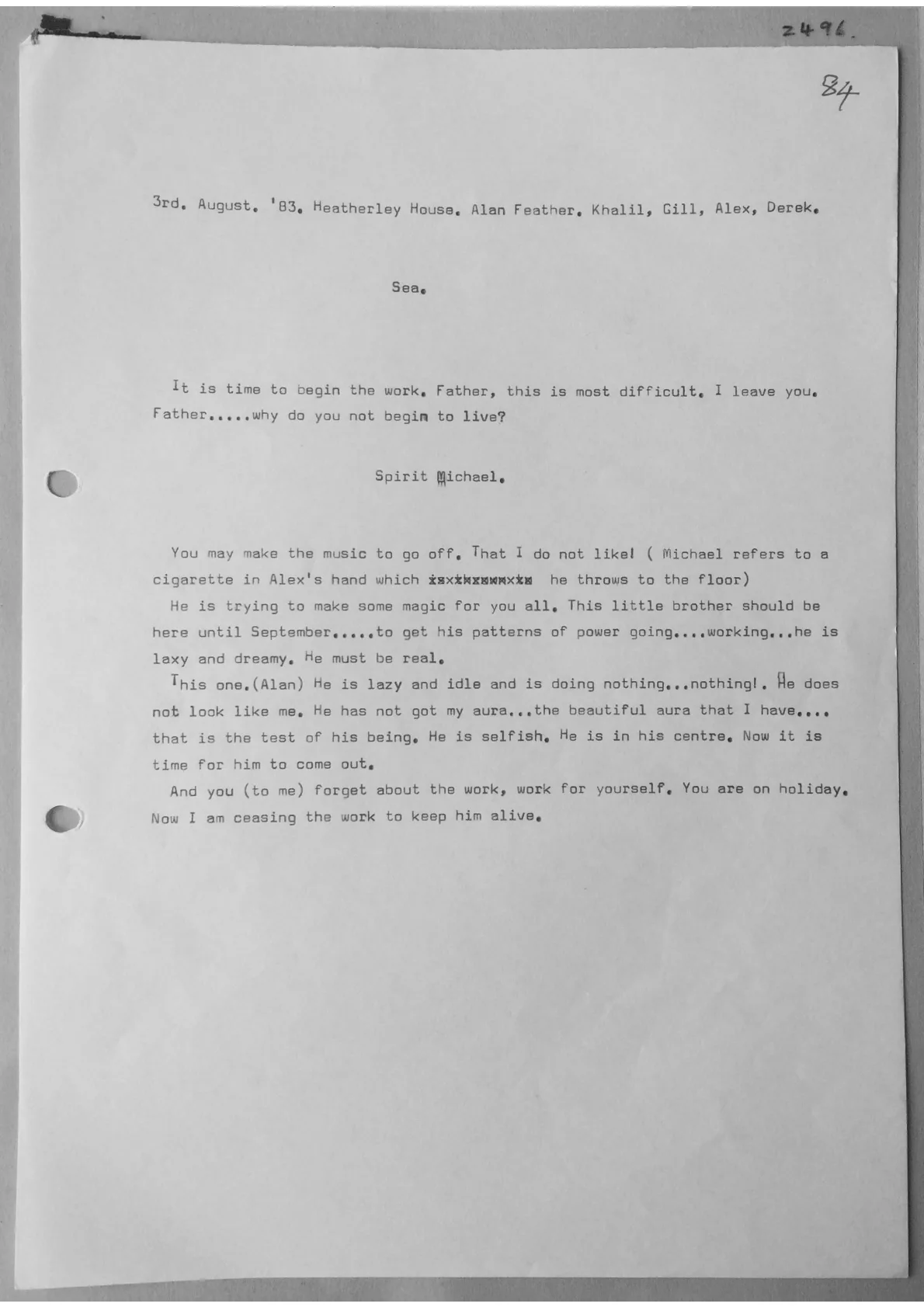 Trance notes - Sea. Spirit Michael, document 2496