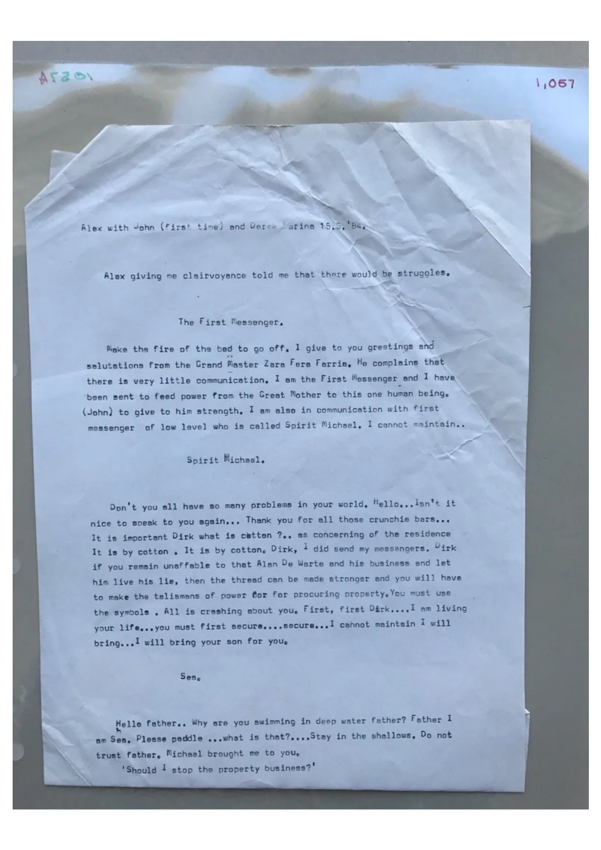 Trance Notes - Alex gave me clairvoyance told me that there would be struggles, document 1057