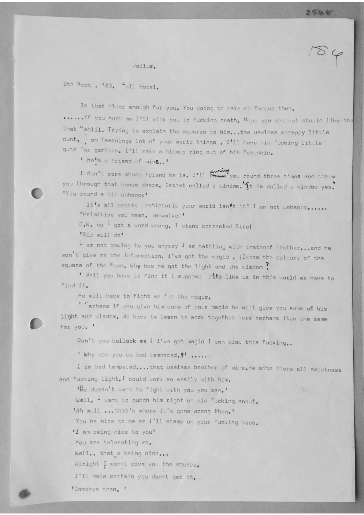 Trance notes titled "Pollux". Doc 2548