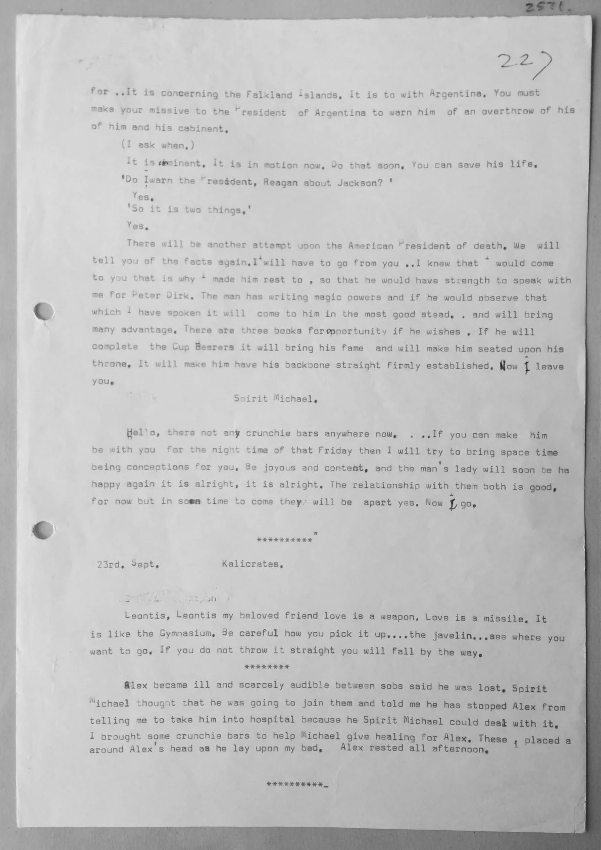 Trance notes with various spirits, continued. Document 2571