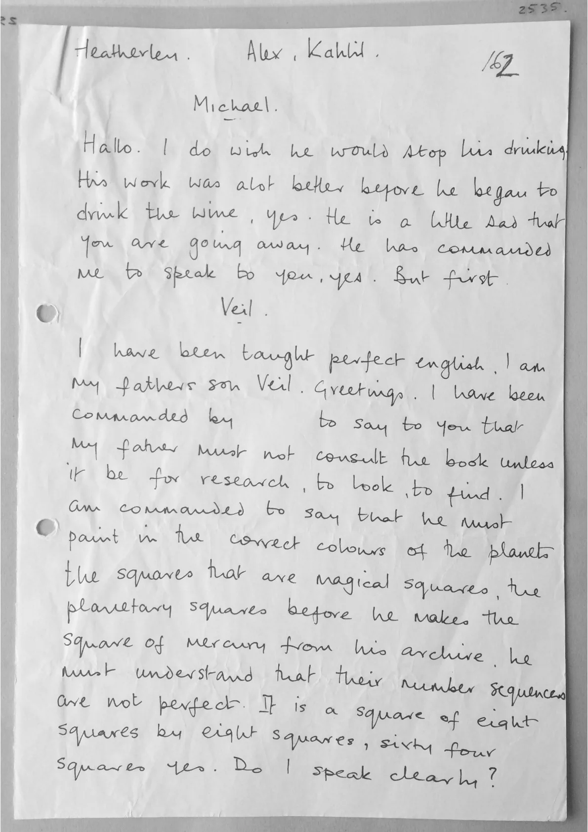 Trance notes with various Spirits. Doc 2535