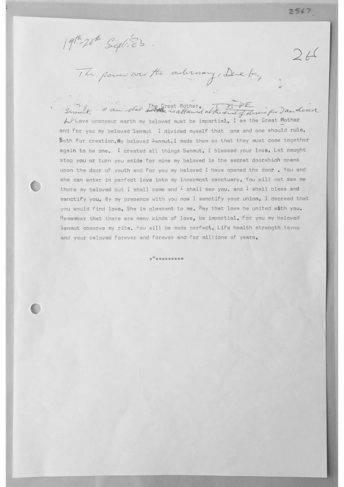 Trance notes with various spirits. Doc 2567