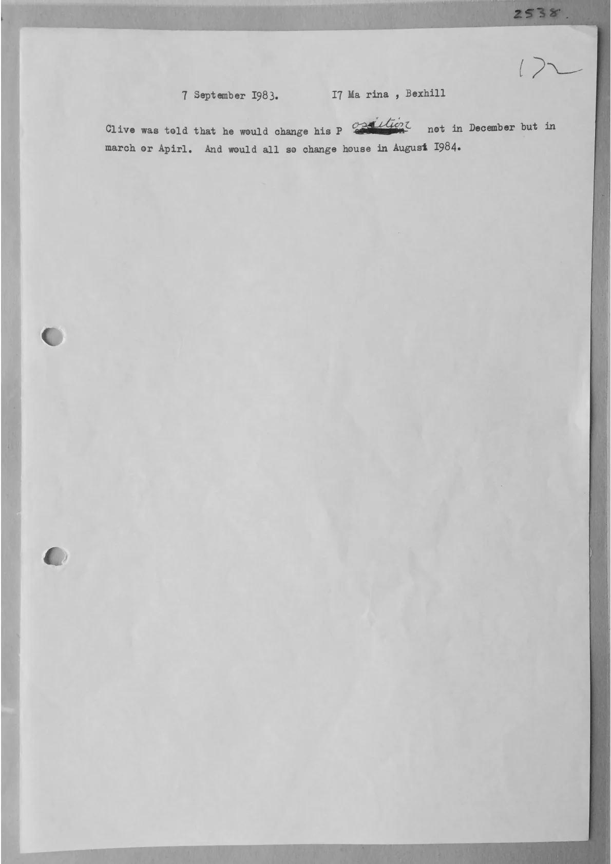 Typed trance notes. Doc 2538
