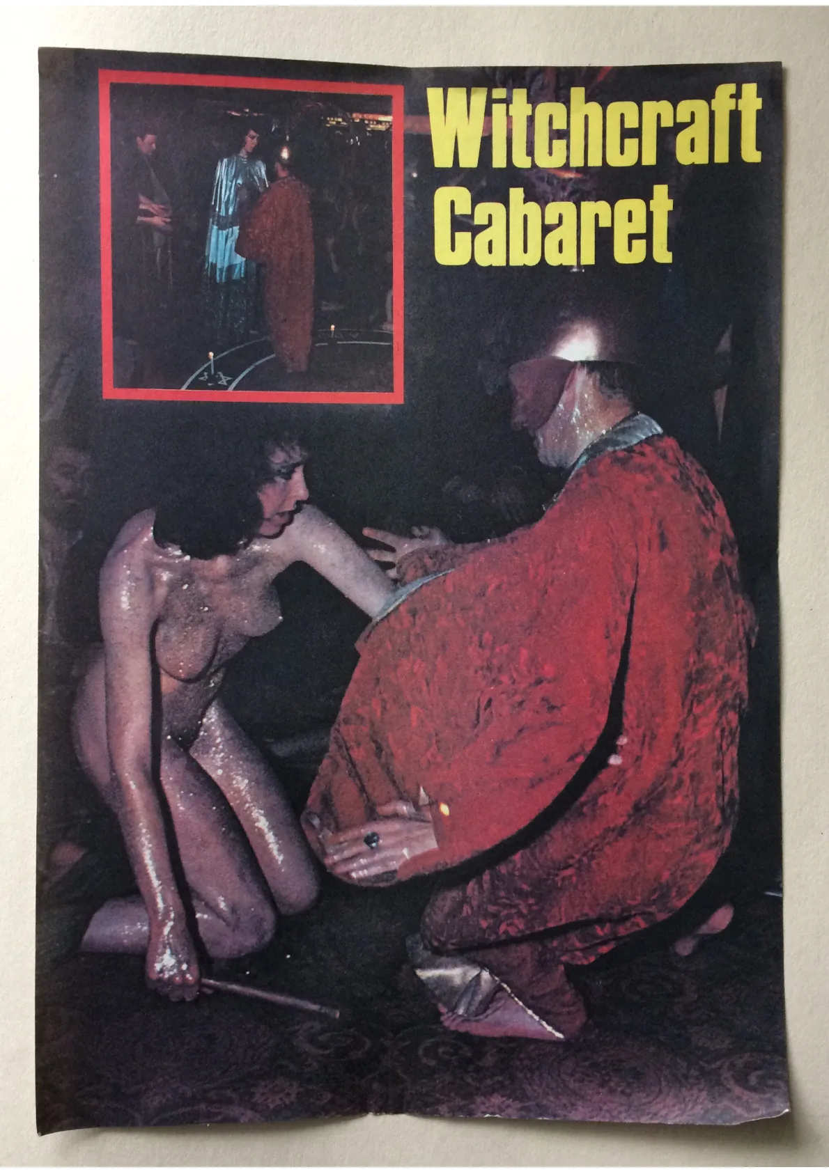 Image from Witchcraft Cabaret with Alex Sanders in robe and mask