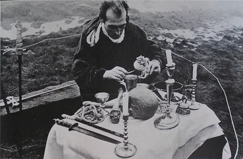 A collection of images of Alex and Maxine on the Moors during ritual.