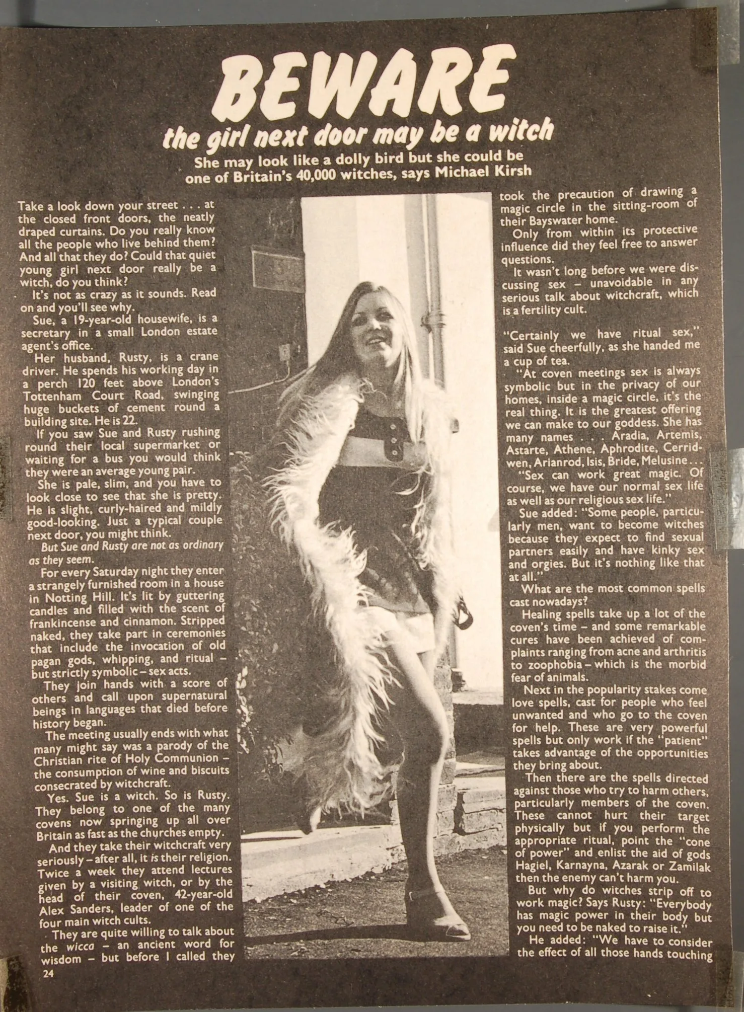 'BEWARE - the girl next door may be a witch' - news article
